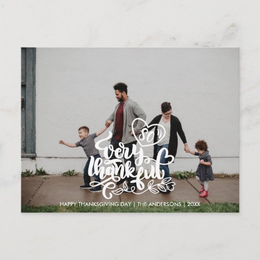 Kalligraphie so sehr Dankbares Erntedank Foto Ankündigungspostkarte (Vorderseite)