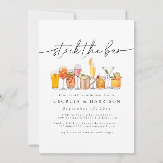 Kalligraphie Stock die Bar-Dusche Einladung (Vorderseite)