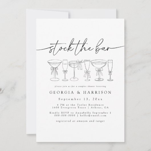 Kalligraphie Stock die Bar-Dusche Einladung (Vorderseite)