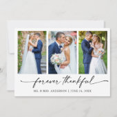 Kalligraphie Tinte Pen Dankbare 3 Foto Hochzeit Dankeskarte (Vorderseite)