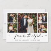 Kalligraphie Tinte Pen Dankbare 5 Foto Hochzeit Dankeskarte (Vorderseite)