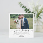 Kalligraphie Tinte Pen Dankbare Hochzeit 5 Fotos Dankeskarte (Stehend Vorderseite)