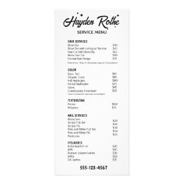 Kalligraphie und Sterne in Schwarz und Weiß Werbekarte