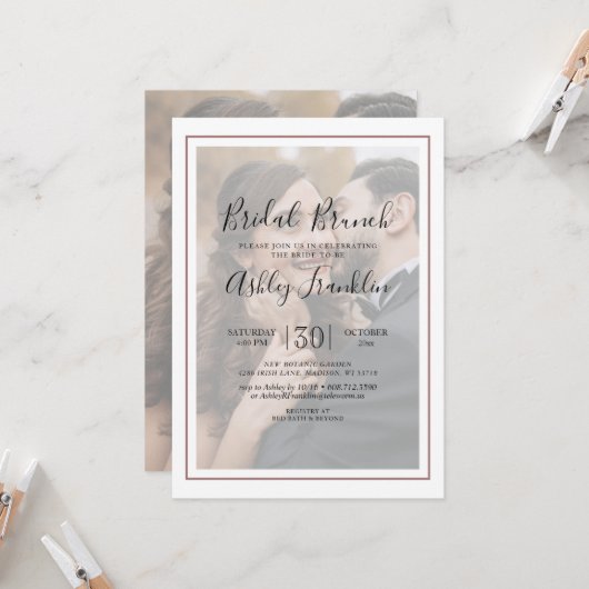 Kalligraphie Vellum Foto Brautparty Einladung (Vorderseite/Rückseite Beispiel)