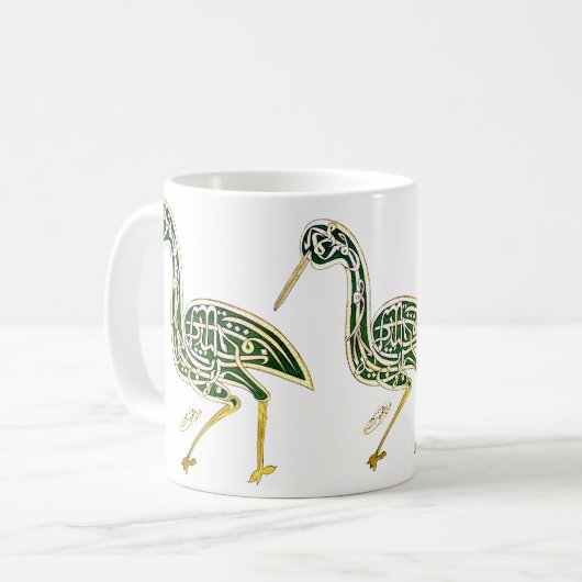 Kalligraphie-Vogel (Storch) Kaffeetasse (Vorderseite Links)