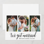 Kalligraphie Wir Got Verheiratet 3 Fotokarte Dankeskarte (Vorne/Hinten)
