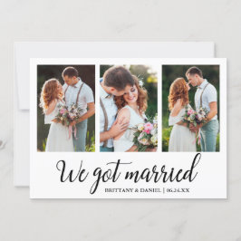 Kalligraphie Wir Got Verheiratet 3 Fotokarte Dankeskarte