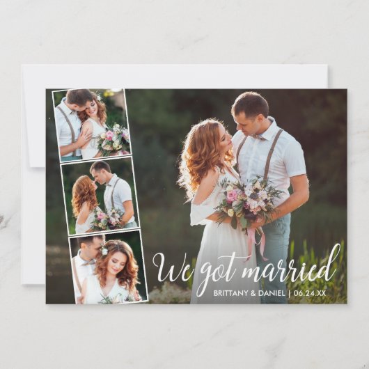 Kalligraphie Wir Got Verheiratet 4 Foto Ankündigung (Vorderseite)