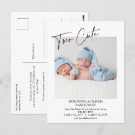 Kalligraphie Zwei Niedliche Zwillinge Geburtsankün Postkarte