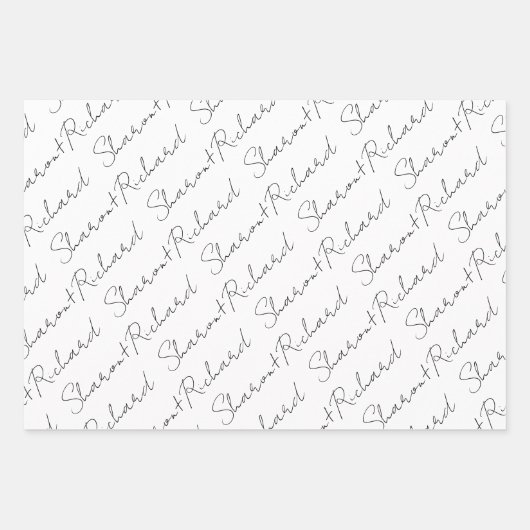 Kalligraphiebezeichnungen in Schwarzweiß Geschenkpapier Set (Vorderseite 2)