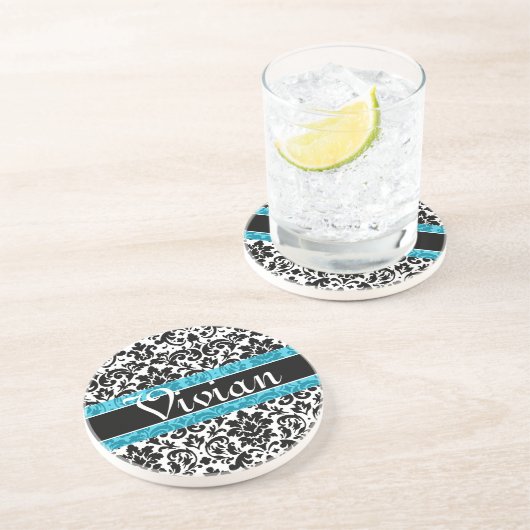 Kalligraphiedamastmuster Sandstein Untersetzer (Seite)