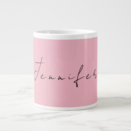 Kalligraphiename beruflich schlicht-rosa-feminin Jumbo-Tasse (Vorderseite)