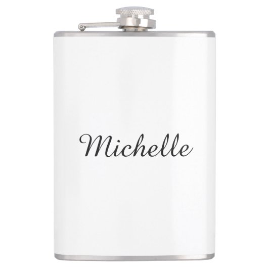Kalligraphiename Creative Trendy White Flachmann (Vorderseite)