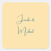 Kalligraphienamen Elegant Schlichte, einfache Beig Quadratischer Aufkleber (Vorderseite)