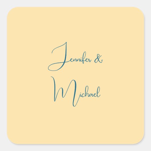 Kalligraphienamen Elegant Schlichte, einfache Beig Quadratischer Aufkleber (Vorderseite)