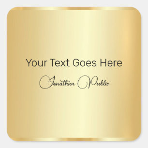 Kalligraphierte Skriptvorlage Gold Look Elegant Quadratischer Aufkleber