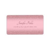 Kalligraphierte Skriptvorlage Rose Gold-Glitzer Adressaufkleber (Vorne)
