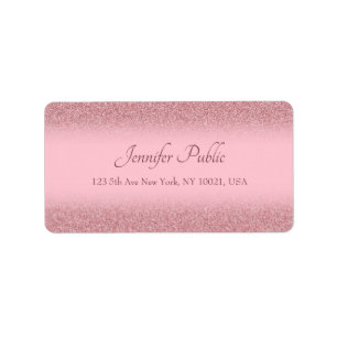Kalligraphierte Skriptvorlage Rose Gold-Glitzer Adressaufkleber