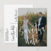 Kalligraphieschrift | Foto Save the Date Postkarte (Vorne/Hinten)