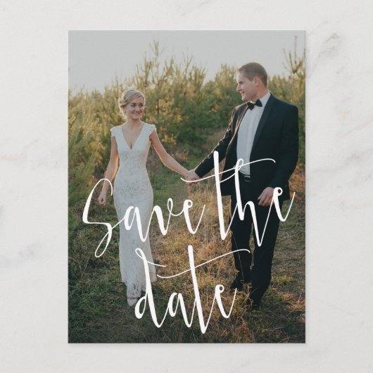 Kalligraphieschrift | Foto Save the Date Postkarte (Vorderseite)