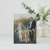 Kalligraphieschrift | Foto Save the Date Postkarte (Stehend Vorderseite)
