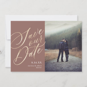 Kalligraphieschrift   Gold neutral   Foto Save The Date