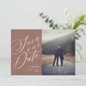 Kalligraphieschrift | Gold neutral | Foto Save The Date (Stehend Vorderseite)