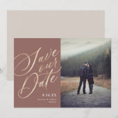 Kalligraphieschrift | Gold neutral | Foto Save The Date (Vorne/Hinten)