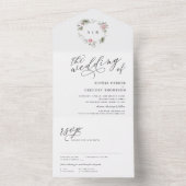 kalligraphisch | Minimalistische Blumenhochzeit All In One Einladung (Innen Boden)