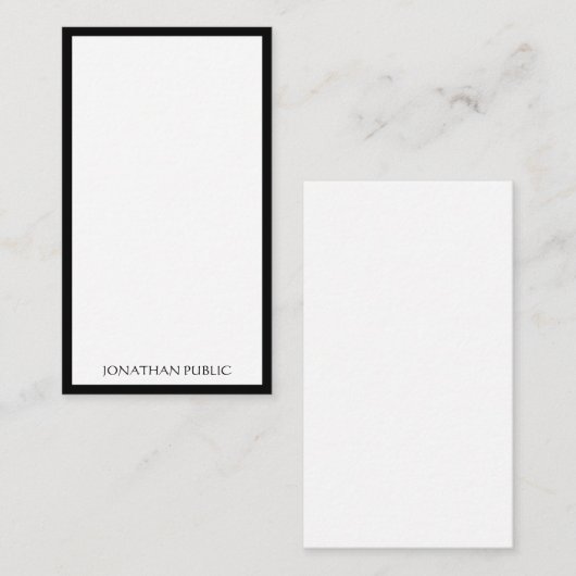 Kalligraphisch typisierte Schwarz-weiße vertikale  Mitteilungskarte (Vorne/Hinten)