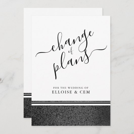 Kalligraphische Änderung von Plänen Announcement C Save The Date (Vorne/Hinten)