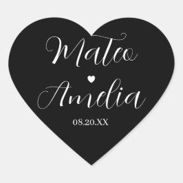 Kalligraphische Braut und Bräutigamen auf Heart-Au Herz-Aufkleber