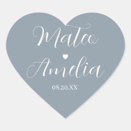 Kalligraphische Braut und Bräutigamen auf Heart-Au Herz-Aufkleber