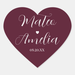 Kalligraphische Braut und Bräutigamen auf Herz-Aufkleber
