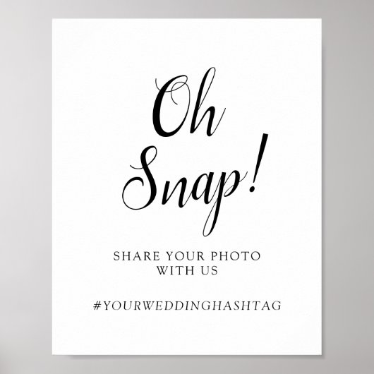 Kalligraphische Hochzeit "Oh Snap!" Schild (Vorne)