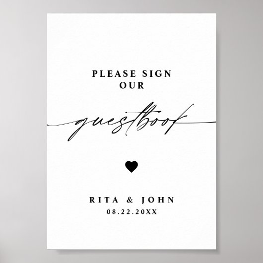 Kalligraphische Hochzeiten Bitte unterschreiben Si Poster (Vorne)