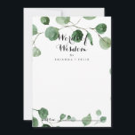 Kalligraphische Hochzeitwörter der Weisheit Eukaly Hinweiskarte<br><div class="desc">Diese kalligraphische Hochzeitsworte der Weisheit eukalyptus Ratgeber Karte ist perfekt für eine einfache Hochzeit. Das Design bietet Aquarellfarben handgezeichnet elegante botanische Eukalyptuszweige und Blätter. Diese Karten sind ideal für Hochzeiten, Brautparty, Babydusche, Graduiertenfest u.v.m. Personalisieren Sie die Karten mit den Namen der Braut und Bräutigam, den Eltern, die Sie werden oder...</div>