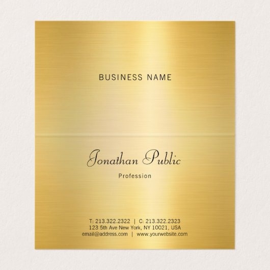 Kalligraphische Imitat Gold Moderne Berufliche Tre Visitenkarten (Innenseite Aufgefaltet)
