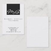 Kalligraphische Monogram White Black Business Card Visitenkarte (Vorne/Hinten)