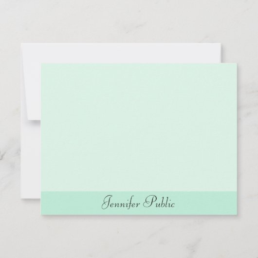 Kalligraphische Skriptsprache Grüne moderne Vorlag Mitteilungskarte (Rückseite)