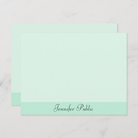 Kalligraphische Skriptsprache Grüne moderne Vorlag Mitteilungskarte (Vorne/Hinten)