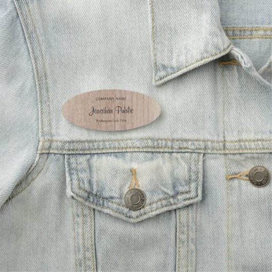 Kalligraphische Skriptvorlage Eleganter HolzLook Namensschild (Beispiel)