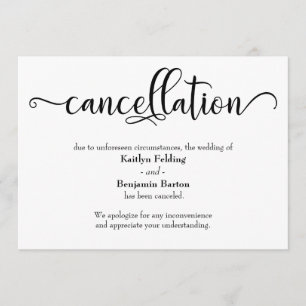 Kalligraphische Stornierungskarte Einladung