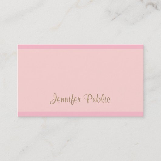 Kalligraphische Vorlage Elegant Pink Gold Script T Visitenkarte (Vorderseite)