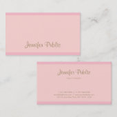 Kalligraphische Vorlage Elegant Pink Gold Script T Visitenkarte (Vorne/Hinten)