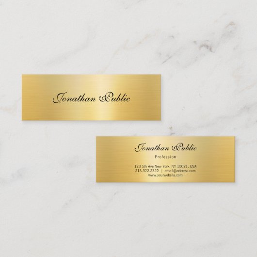 Kalligraphische Vorlage Modernes elegantes Gold-Lo Mini Visitenkarte (Vorne/Hinten)