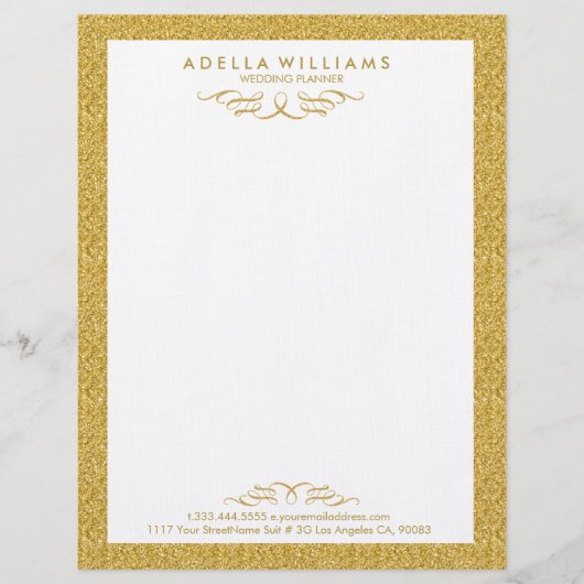 Kalligraphische Wirbel mit weißem Glitzer Briefbogen (Vorderseite)