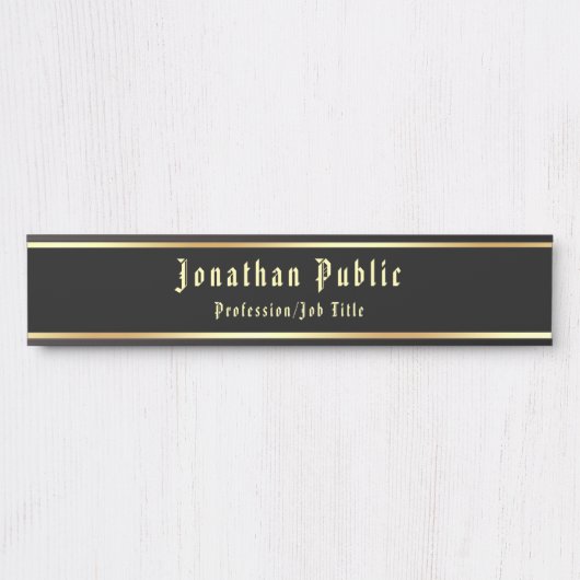 Kalligraphischer schwarzer klassischer Nostalgisch Türschild (Vorderseite )