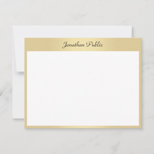 Kalligraphischer Skriptname Elegant Gold Template Mitteilungskarte (Vorderseite)