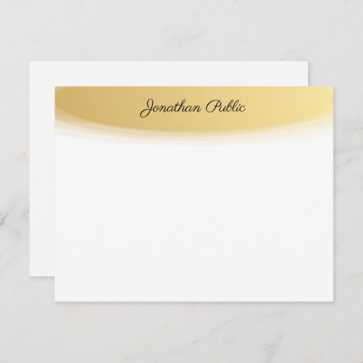 Kalligraphischer Skriptname Gold White Elegant Mitteilungskarte (Vorne/Hinten)